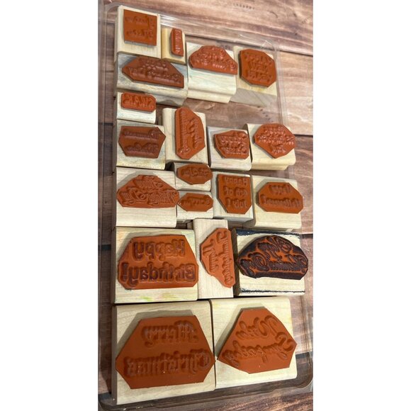 Vintage 1993 Stampin Up More Great Greetings Rubber Stamp Set of 20 Holiday - Picture 4 of 4